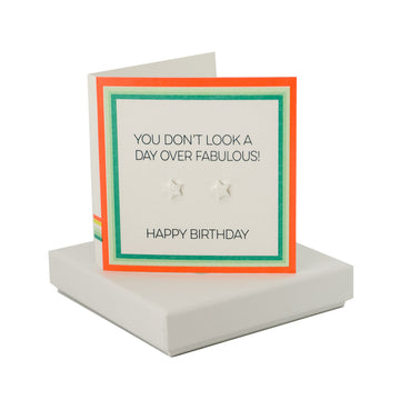 Fabulous Card - Sparkly Star Studs Coral and Mint
